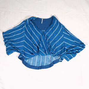 Free People Sleepy Time Indigo Stripe Kimono Top Womens Small Crossover FLAWS